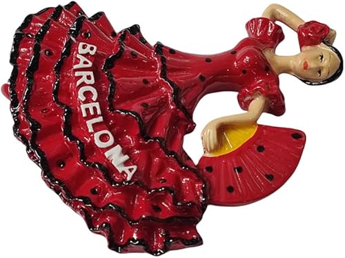 Miniatura 4 de Barcelona España - Imán de flamenco 3D para nevera, regalo de recuerdo, resina hecha a mano Barcelona, imán para nevera, colección de decoración