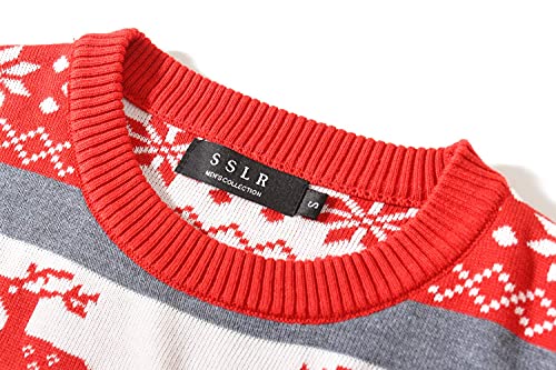 SSLR-Ugly-Christmas-Sweater-for-Mens-Funny Sweater Holiday Reindeer Knitted Pullover Crew Neck3