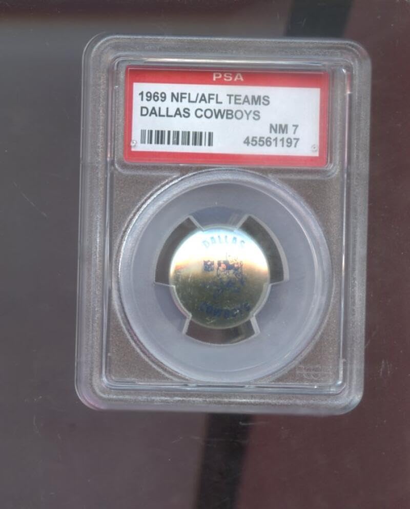 1969 NFL/AFL Teams Pin Pinback Button Dallas Cowboys PSA 7 Graded Football Card