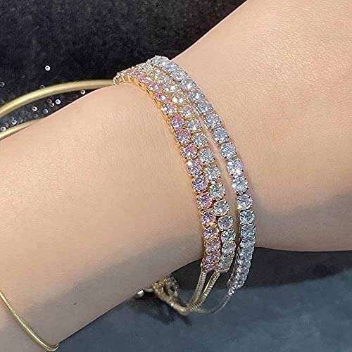 VQYSKO Tennis Bracelets for Women 3mm Cubic Zirconia Gold Plated/White Gold/Rose Gold, Adjustable Bracelets, Great Gifts for Mom/Mother's Day/Anniversary/Birthday/or Wedding Celebration2