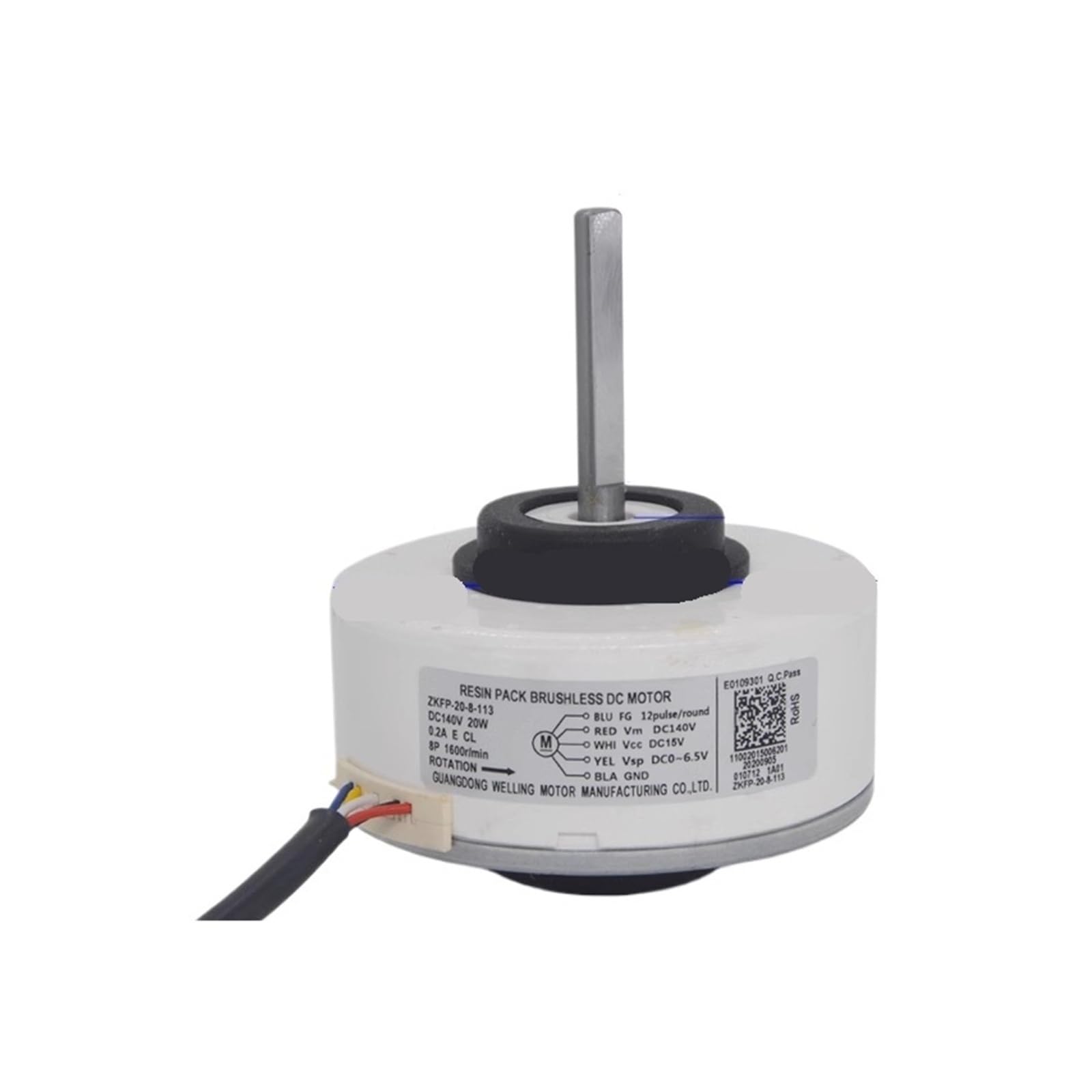 Motor de ventilador de CC for aire acondicionado colgante, compatible con Midea, ZKFP-20-8-113, 140 V CC, 20 W, con inversión de giro.