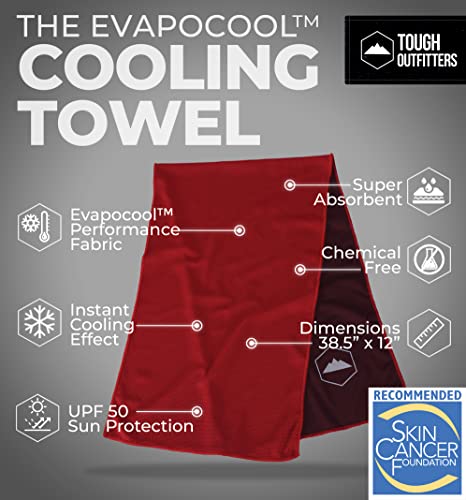 Tough Outdoors Cooling Towels - Cooling Neck Wraps For Hot Weather - Neck Cooler For Quick Cool Down For Gym, Workout, Running, Golf & Yoga - Skin Cancer Foundation Recommended #TOP3