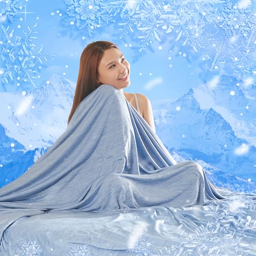 MH MYLUNE HOME Kühldecke Ultra Leichte Sommerdecke Arc-Chill Q-Max0.458 Kühlende Bettdecke 150x200 Sommerbettdecke Kuscheldecke Wohndecke Reisedecke Cooling Blanket (Blau, 150 x 200 cm)