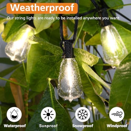 image for Brightever 3 Color in 1 LED Outdoor String Lights with Remote, 100FT E