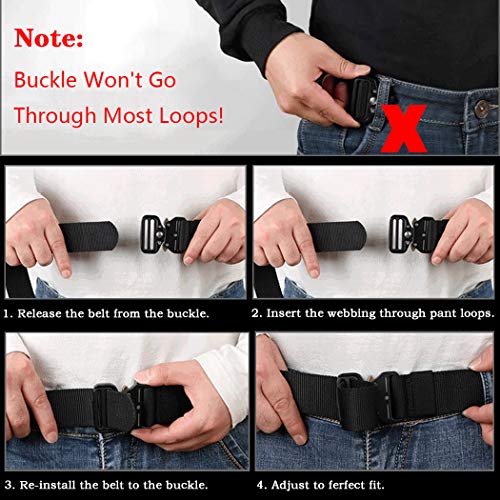 MOZETO Men\'s Tactical Belt, Military Nylon Web Rigger Work Carry Tool Belts for Men with Heavy-Duty Quick-Release Buckle