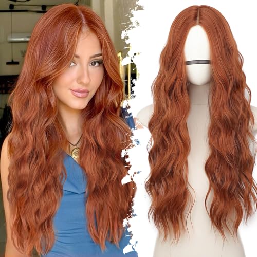 Eawwii Ginger Long Wavy Wig for Women, Pre-Cut HD Lace...