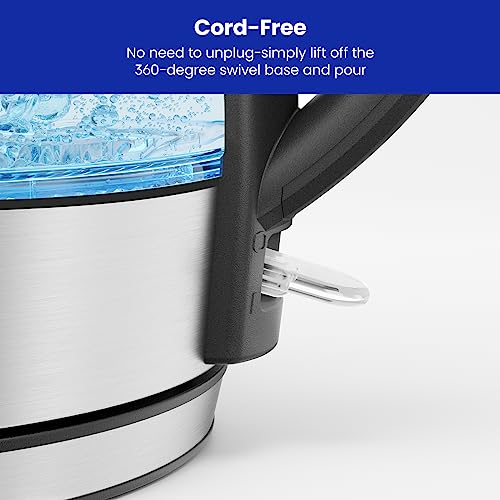 Chefman 1.2L Electric Tea Kettle with LED Lights, Automatic Shut Off, Removable Lid, Boil-Dry Protection, Hot Water Electric Kettle Water Boiler, Electric Kettles for Boiling Water