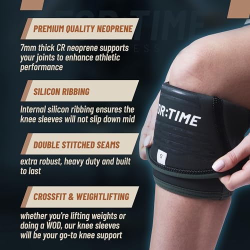 Rodilleras para CrossFit y levantamiento de pesas, mangas de compresión de neopreno de alta calidad de 7 mm, máximo apoyo, acanalado interno de silicona que elimina resbalones, sentadillas, olímpicos