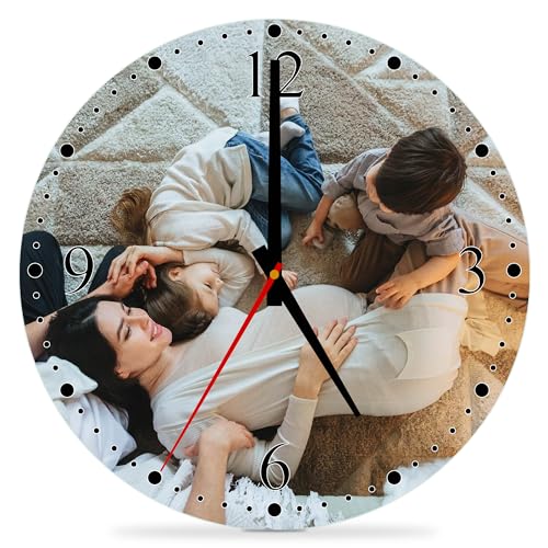 Geschenkfreude Wanduhr mit Foto - 30 cm - Fotogeschenke personalisiert - Uhr zum selber gestalten - Uhr mit Bild - personalisierte Geschenke für Sie und Ihn - Glas Wanduhren