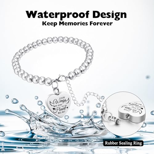 XIUDA Heart Cremation Jewelry Urn Bracelet for Ashes Stainless Steel Cremation Bracelet Bangle for Ashes Memorial Ashes Keepsake Jewelry for Women Men3