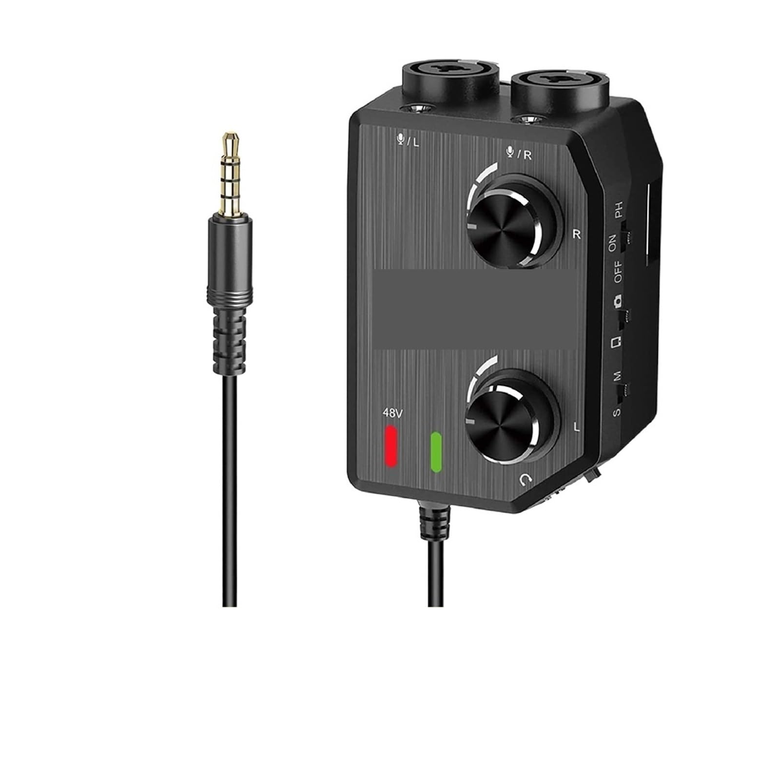 Podcast Equipment, 2-Kanal-Mikrofon-Audiomixer-Vorverstärker mit Phantomspeisung, Gitarren-Audio-Interface-Mikrofon for Kamera