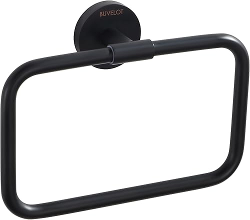 Miniatura 8 de Toallero de mano con anillo de toalla cromado, para baño, montado en la pared, soporte cuadrado para toallas de baño, latón, serie Leo 077050-CR