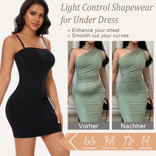 Image of Betaven Strapless Shapewear Dress Full Slip Dress for Women Seamless Body Shaper Under Dresses Tummy Control Dress