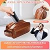 Mens PU Leather Toiletry Bag, Dark Brown Hanging Washbag Waterproof Travel Cosmetics Pouch Essential Toiletries Organizer Shaving Dopp Accessories Kit Bag for Men Fathers Day Birthday Christmas Gifts #5