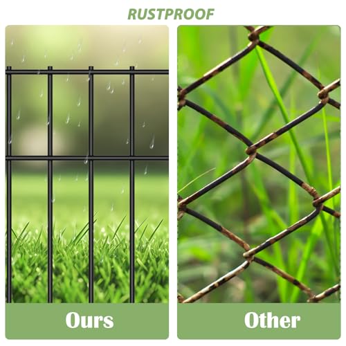 LIANTRAL 10 Stück Tier Barriere Zaun, Dekorativer Gartenzaun, rostfreier Metalldraht, Kein Graben-Zaun Patio-Grenze Tierzaun für Hunde Kaninchen im Freien Patio, 43 cm H x 3.3 m Gesamtlänge