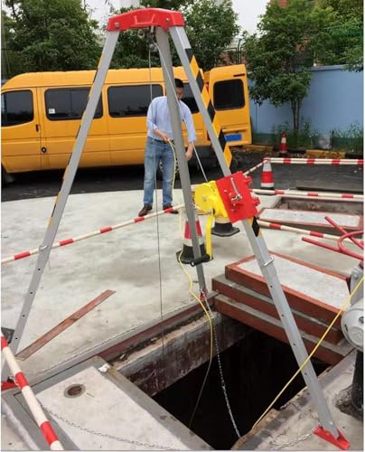 Rescue Tripod Lifting Rescue Equipment，Confined Space Tripod Heavy-Duty Aluminum Emergency Fire Rescue Bracket Kit with Safety Belts, 1200 1800 2600 Lbs Winch，1.34m-2.14m Adjustable Legs(30m