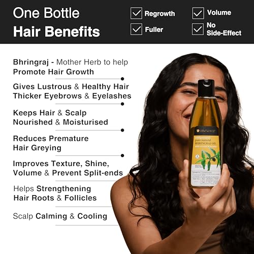 Image of Soulflower Bhringraj Hair Oil 100% Pure & Natural| Hair Growth, Strengthening & Nourishing hair roots, Anti-Dandruff, Cooling Scalp| Coconut, Sesame| 120ml (Pack of 2)