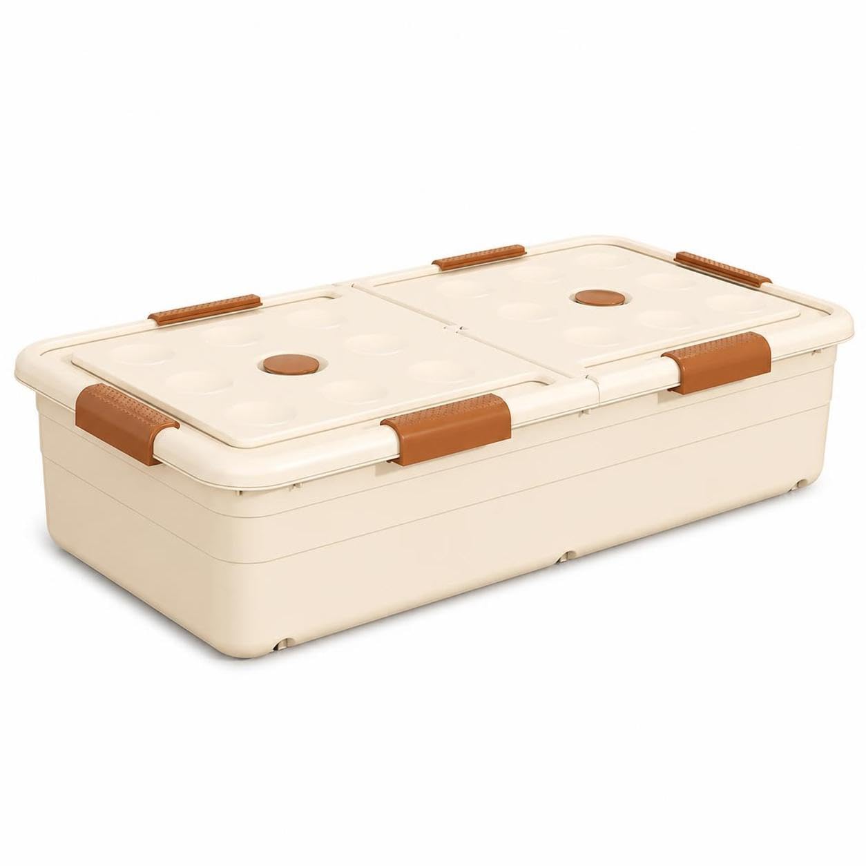 Contenitore Sottoletto con Ruote, Giallo crema 100x52x24cm