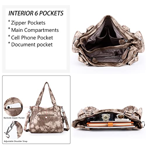 Image of Angel Kiss Handbags for Womens Top-Handle Hobo Purse Roomy Casual Shoulder Bags PU Tote Satchel Purse for Women