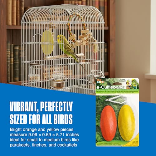 Image of Penn-Plax Bird-Life E-Cuttlebone Flavored, 1 Pack (2 Counts) - Mango & Banana - Durable, Less Brittle Cuttlebones Enriched with Omega 3 & Vitamin B1 - Cage Clip - for All Bird Sizes - Mango & Banana