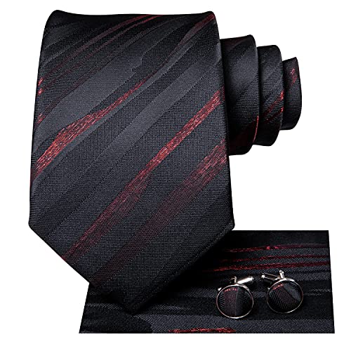 Image of Dubulle Mens Paisley Floral Silk Tie for Men Striped Necktie and Pocket Square Cufflinks Set Wedding Business