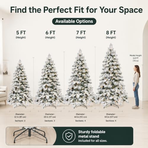 Skasii 7FT Prelit Flocked Artificial Christmas Tree - image 3