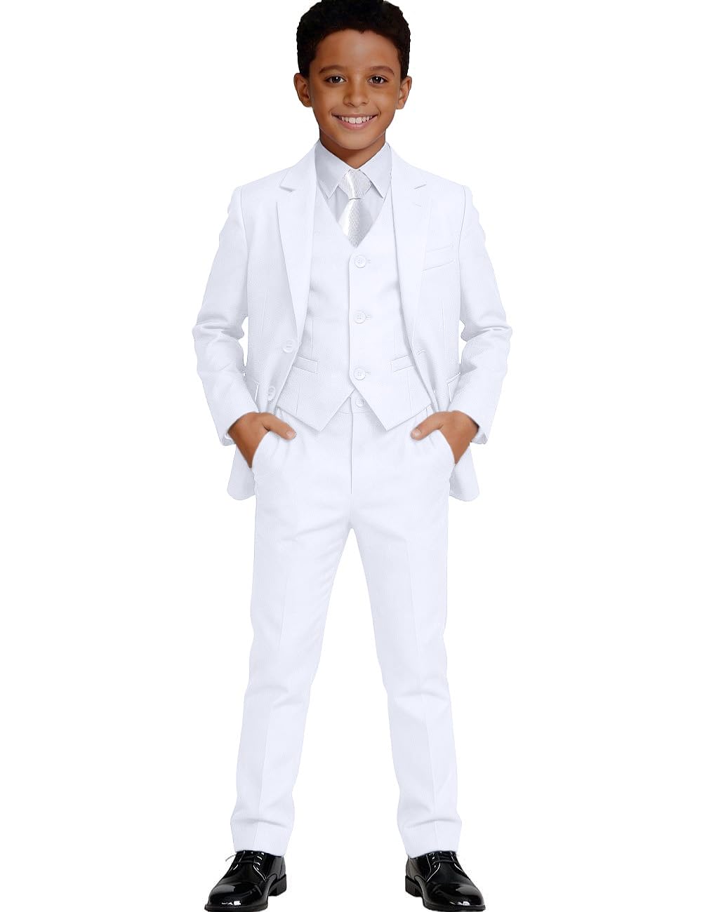 Visaccy Boys Formal Suit Slim Fit Tuxedo Suits for Kids Ring Bearer Outfit