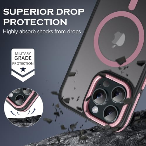Image of YINLAI Magnetic Case for iPhone 16 Pro Max Cover, Compatible with MagSafe, Matte Slim Anti-Fingerprint Shockproof 16 Pro Max Case for iPhone 16 Pro Max Back Cover 6.9 inch, Pink