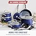 Blue Diamond 14 Piece Nonstick Cookware Set, Diamond Ceramic Pots & Pans, Dishwasher & Metal Utensil Safe, Non Toxic PFAS-Free, Kitchen Cooking Sauce & Saute Pans, Oven & Broiler to 600F, Blue