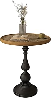 Wooden End Tables Retro Side Table French Country Accent Coffee Side Table Modern Small Round Tea Table Pedestal Side End Table for Living Room Household Restaurant Homestay
