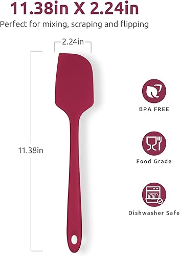 Miniatura 2 de U-Taste Espátula flexible para hornear resistente al calor de 600F (rojo) y espátulas de cuchara de cocina duraderas (azul medianoche), y 600F