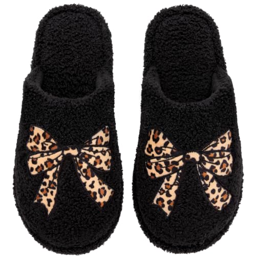 Image of HomeTop Women Slippers Bow Slip On Indoor House Shoes