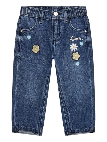 GUESS Girls' Rigid Denim Mom Rise Jeans