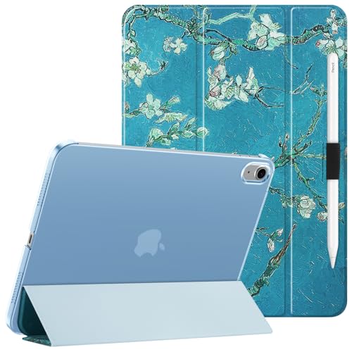 HGWALP Clear Case for iPad A16 11th Generation 11 Inch (2025),iPad 10th Generation 10.9" (2022),Stand Cover with Hard Translucent Back, Support Touch ID, Auto Wake/Sleep&Stylus Holder-(Apricot Flower)