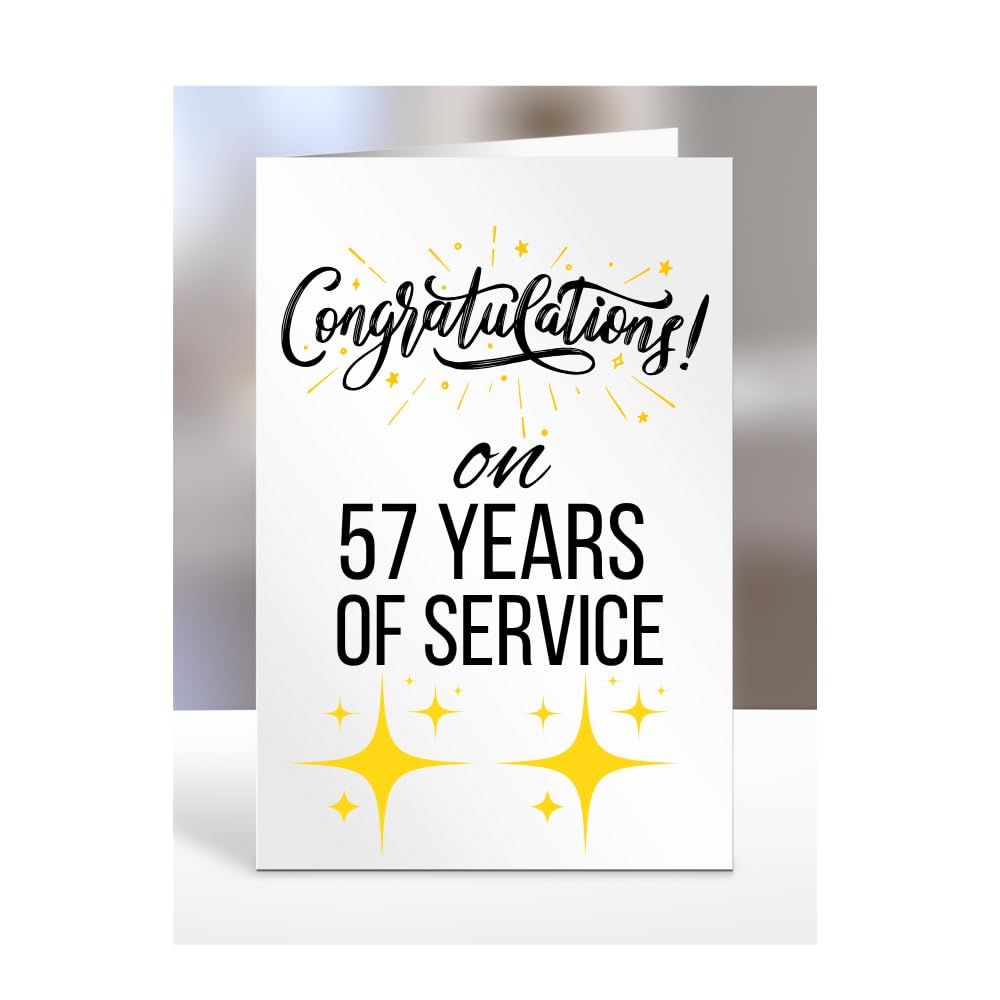 57 years of service card, for employee, colleague, boss, manager, supervisor, present, work anniversary, gifts for men, women, him, her, congratulations on 57th, A5-77_58