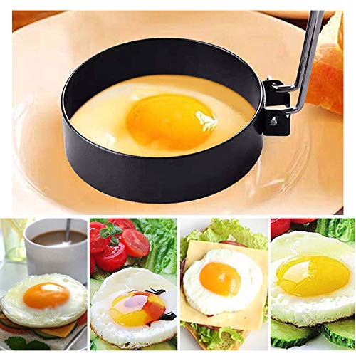 Professional Egg Ring Set,4 Pack Stainless Steel Egg Cooking Rings with Brush, Non Stick Circle Shaper Pancake Mold, Kitchen Cooking Tool for Frying Breakfast Sandwiches Fried Egg Mcmuffin Ring - Thumbnail 4
