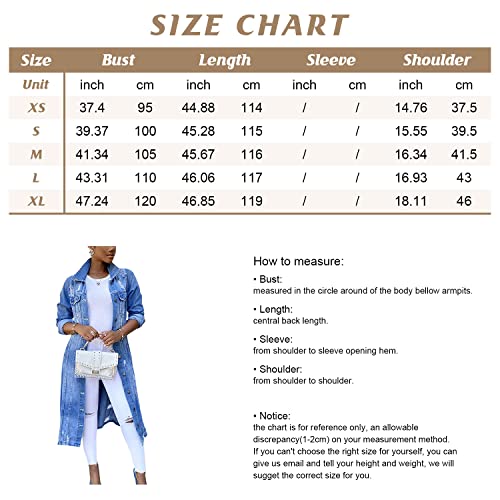 Chouyatou Women'S Distressed Hole Over Knee Midi Long Denim Jacket Trench Coat thumb #2