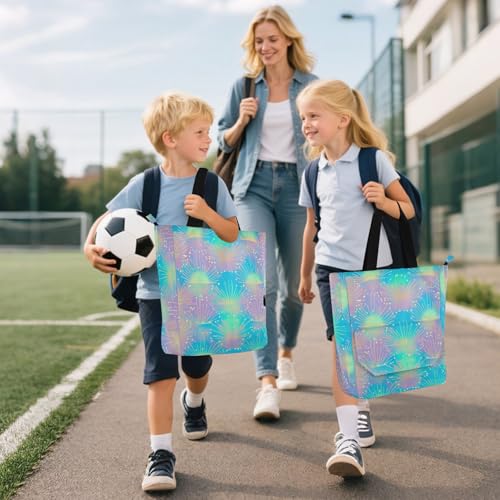 Bolsa para libros infantiles con cremallera y colorido diseño minimalista de tela 6