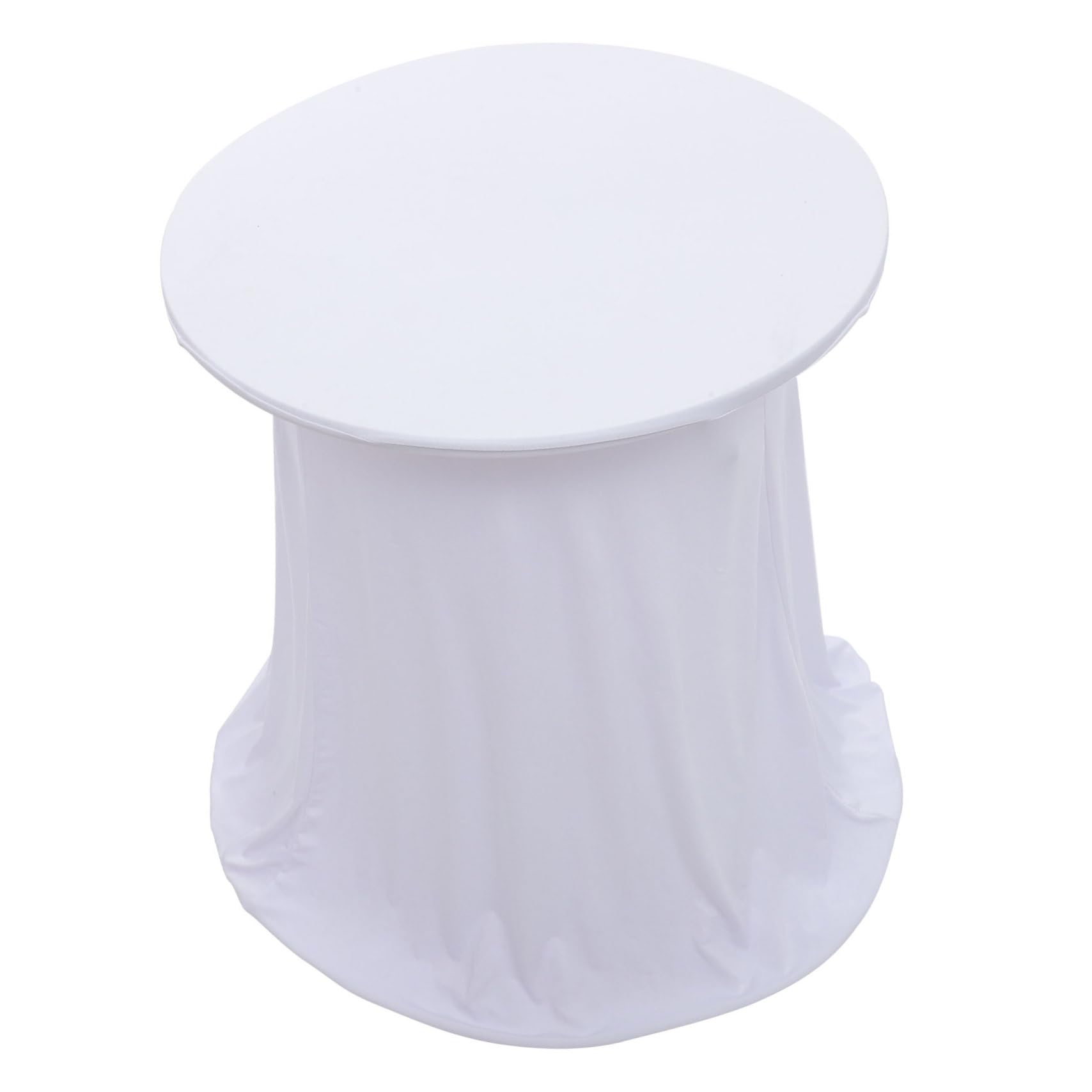 Nappe élastique ronde 60x110 cm polyester blanc pour table haute