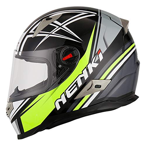 NENKI Motorradhelm Integralhelm NK-863, ECE Genehmigt (Schwarzes Gelbgrau,XL 61-62CM)