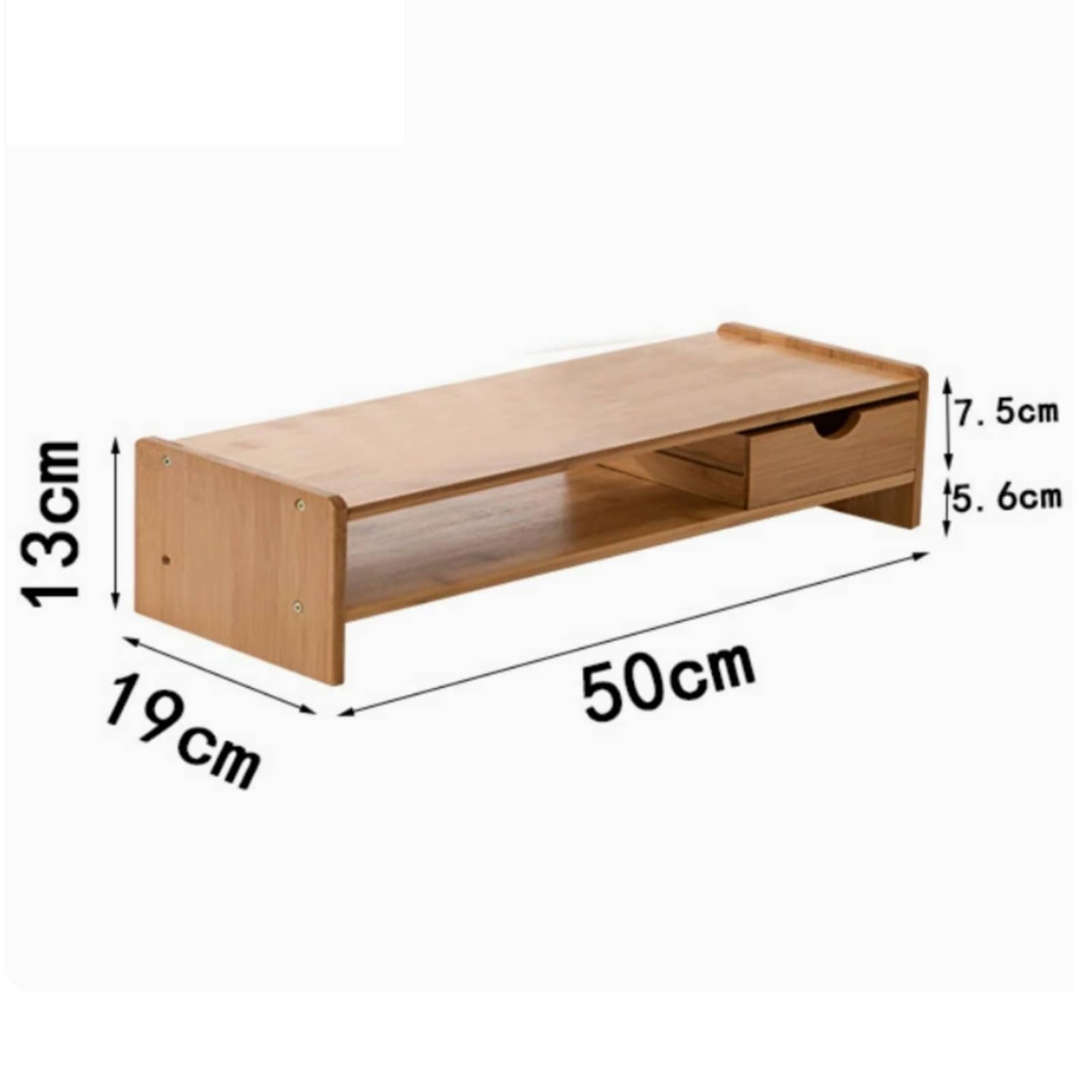 Milageto Supporto da Scrivania Rialzo Schermo Piattaforma Sostegno Organizer in Bambù con Spazio Sottostante per Tastiera Migliora Postura E Ordine Adatto a, Stile Semplice C Con Cassetto Singolo