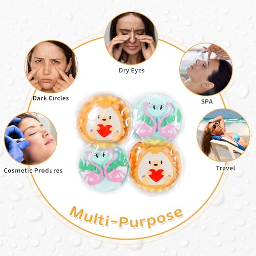 Image of Gel Ice Pack Reusable, Cooling Eye Pads and Patches, Hot and Cold Eye Pads - Soothing, Revitalizing, Puffiness, Refresh, Relieves Stress, Relax, Relieves Puffiness(2 Hedgehogs+2 Red-crowned cranes)