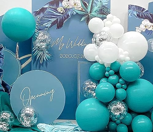 Image of KALOR 12 Inch Teal Blue Balloons, 50 Pcs Latex Helium Balloons for Kid's Birthday Party, Baby Shower, Wedding, Graduate Party Decorations
