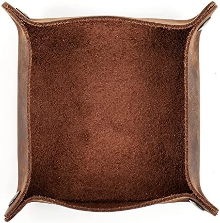 Bandeja de valet de cuero plegable plana de cuero bandeja de cuero organizador para cartera, reloj, llaves, almacenamiento de monedas