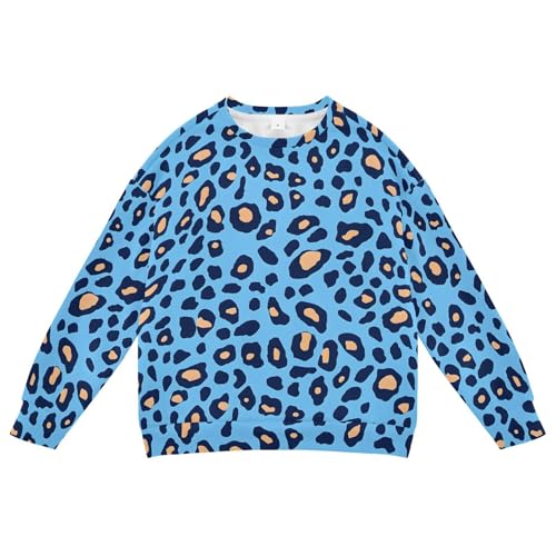 Fashion Leopard Tops for Girls Boys Fleece Lined Sweatshirts Toddler Pullover