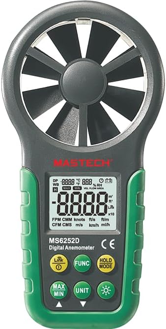 MS6252A MS6252B MS6252D Digital Anemometer Wind Speed Meter Air Volume Ambient Temperature Humidity Tester with USB Interface Wireless Interface(MS6252D)