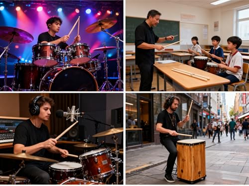 Baquetas para batería, baquetas antideslizantes para jazz miniatura 4