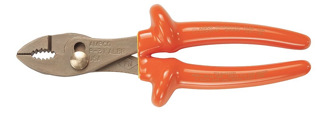 Ampco Safety Tools IP-31 Insulated Plier with Adjustable Comb, Non-Sparking, Non-Magnetic, Corrosion Resistant, 8