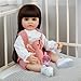 Pinky Lovely 22inch 55cm Reborn Baby Dolls Girl Real Life Full Body Vinyl Newborn Baby Dolls Realistic Looking Brown Long Hair Girl Doll Toy for Ages 3+