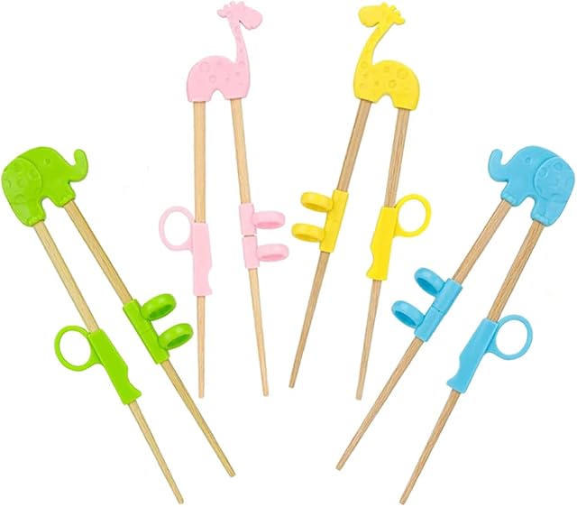 Kids Chopsticks, 4 Pairs of Reusable Children's Training Chopsticks, with Storage Box